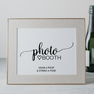 Póster Sinal de Cabine de Fotos com Caligrafia Preta Simp