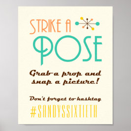 Poster Sinal de Cabine de Fotos de Aniversário no Estilo 