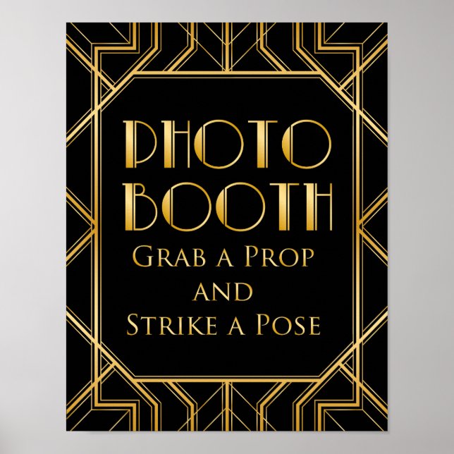 Poster Sinal de Cabine de Fotos de Casamento | Art Déco G (Frente)