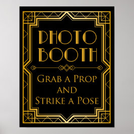 Póster Sinal de Cabine de Fotos de Casamento | Art Déco G