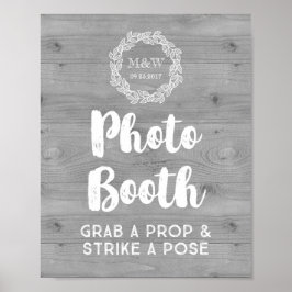 Póster Sinal de Cabine de Fotos de Casamento com Padrão d