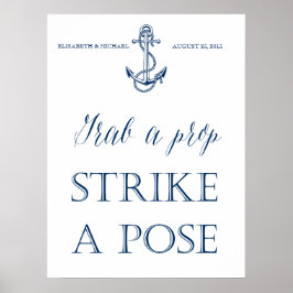 Póster Sinal de cabine de fotos de casamento, estilo náut