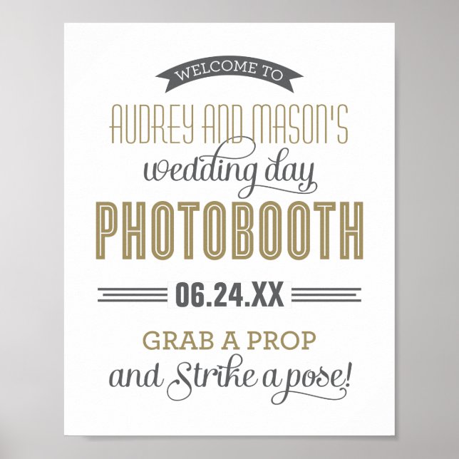 Poster Sinal de Cabine de Fotos de Casamento Personalizad (Frente)