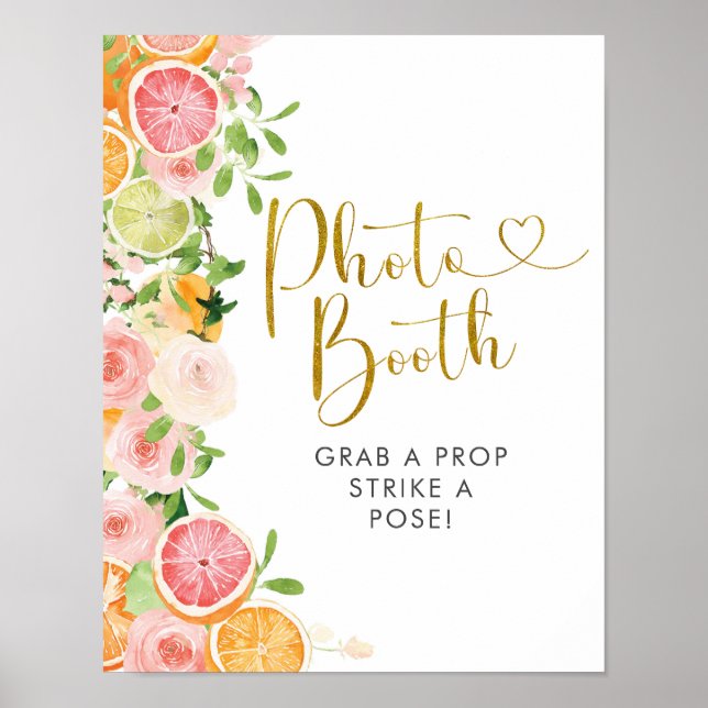 Poster Sinal de Cabine de Fotos de Chá de Noiva de Toranj (Frente)