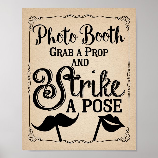 Póster Sinal de cabine de selfie de casamento (Frente)