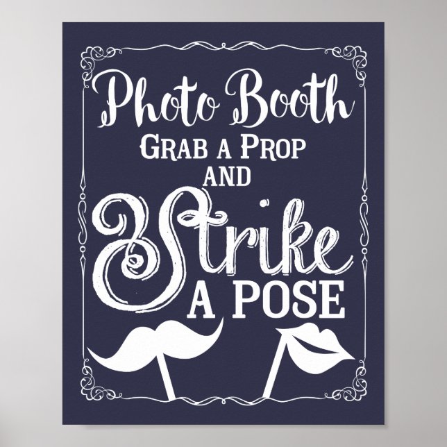 Poster Sinal de cabine de selfie de casamento elegante (Frente)