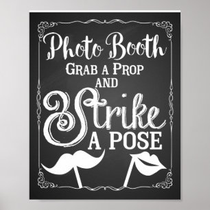 Póster Sinal de cabine de selfie de casamento elegante