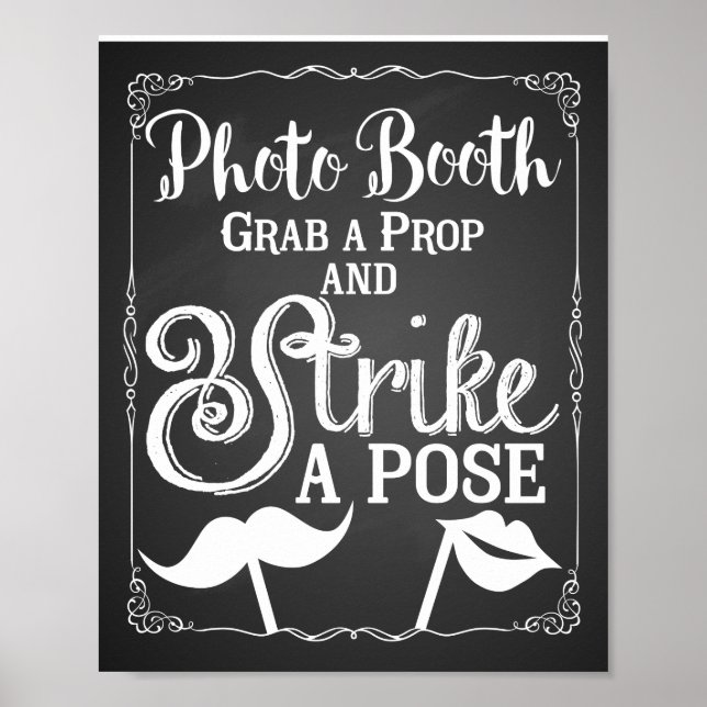 Póster Sinal de cabine de selfie de casamento elegante (Frente)