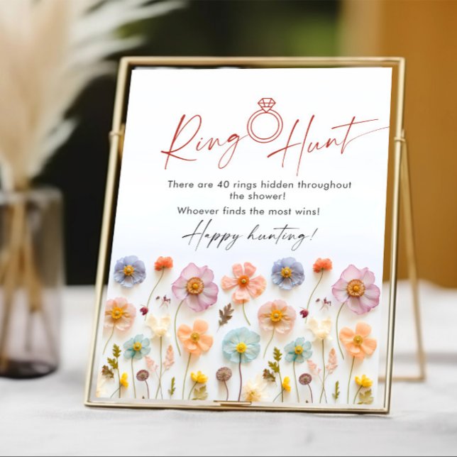 Poster Sinal de Caça do Anel de Flores Selvagens Rosa Pas (Criador carregado)