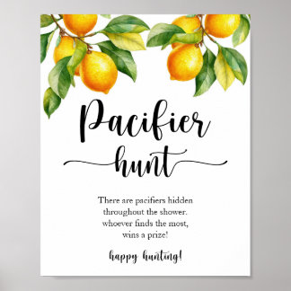 Poster Sinal de Caça Pacificadora do Chá de fraldas Lemon