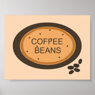 Póster Sinal de Café em Laranja e Castanho