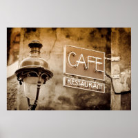 Sinal de café em sépia, Paris, França
