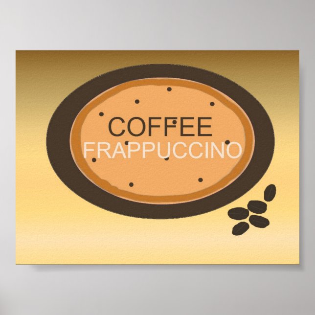 Poster Sinal de café frappucccino em laranja e castanho (Frente)
