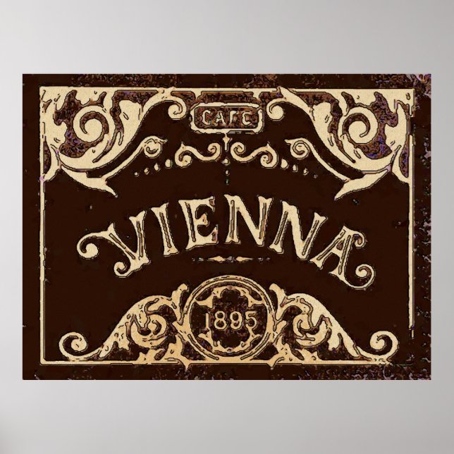 Poster Sinal de Café Viena Vintage (Frente)