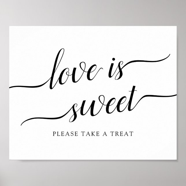 Poster Sinal de caligrafia "Love is Sweet" (Frente)