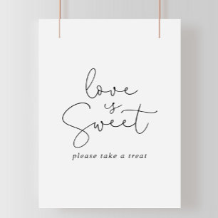 Poster Sinal de Caligrafia Simples Elegante Amor é Doce