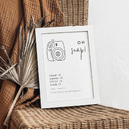 Poster Sinal de câmara de casamento branco e preto editáv