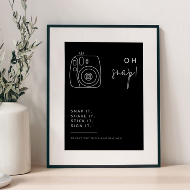 Poster Sinal de câmara de casamento branco e preto editáv (Criador carregado)