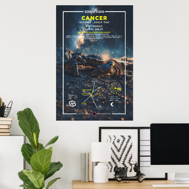 Poster Sinal de Cancer Zodíaco (Escritório em casa)