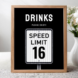 Poster Sinal de canto de bebidas limite de velocidade de 