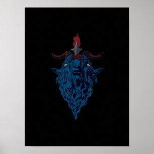 Poster Sinal De Caprino De Baphomet De Satã  Gótico Escur