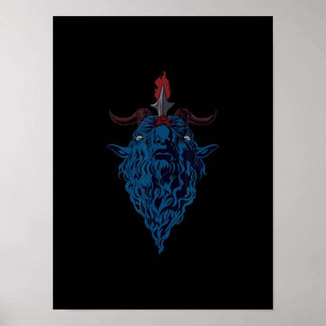 Poster Sinal De Caprino De Baphomet De Satã  Gótico Escur (Frente)