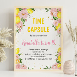 Poster Sinal de Cápsula de Aniversário da Menina de Limão