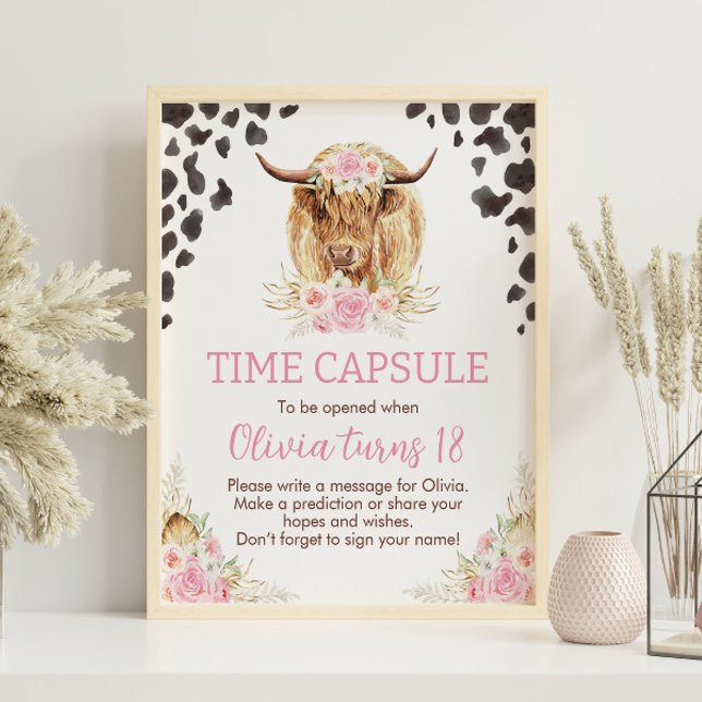 Poster Sinal de Cápsula de Aniversário da Vaca Highland (Criador carregado)