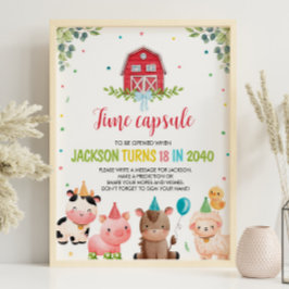 Poster Sinal de Cápsula de Aniversário de Animais de Cria
