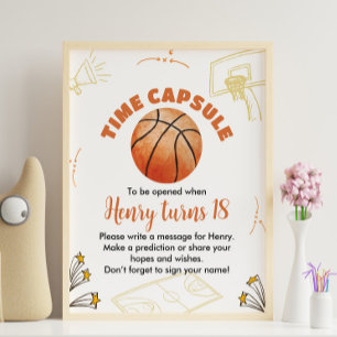 Poster Sinal de Cápsula de Aniversário de Basquete