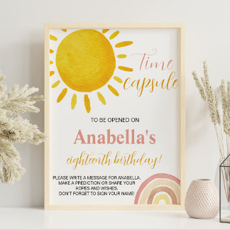 Poster Sinal de Cápsula de Aniversário do Arco-Íris