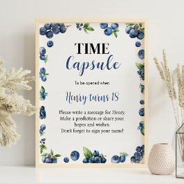 Poster Sinal de Cápsula de Aniversário do Blueberry Berry