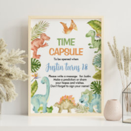 Poster Sinal de Cápsula de Aniversário do Dinossauro da S