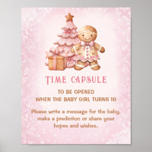 Poster Sinal de Cápsula do Chá de fraldas Rosa de Natal