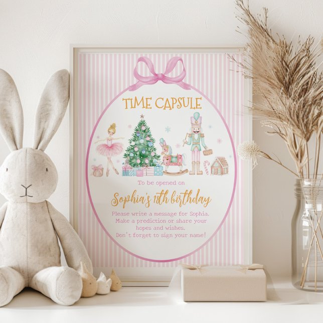Poster Sinal de Cápsula do Tempo de Aniversário da Menina (Criador carregado)