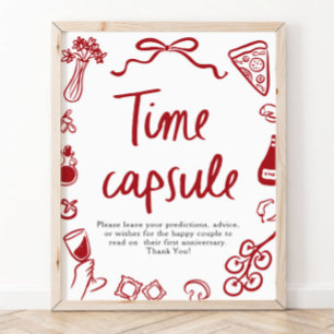 Poster Sinal de Cápsula do Tempo de Chuveiro de Noiva Des