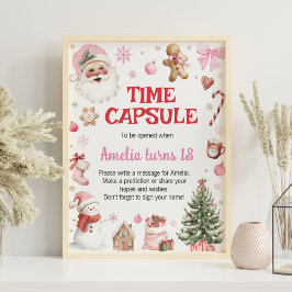 Poster Sinal de Cápsula do Tempo de Natal Retrô de Invern
