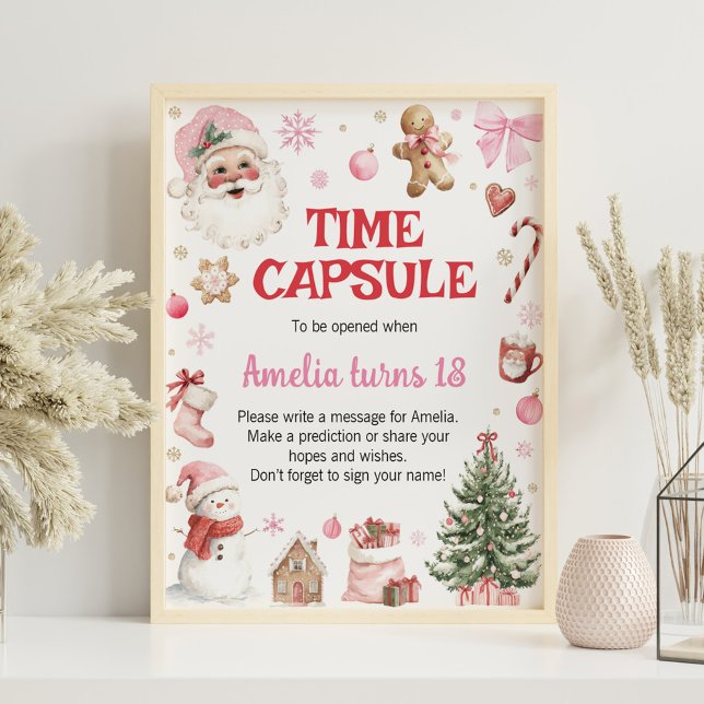 Poster Sinal de Cápsula do Tempo de Natal Retrô de Invern (Criador carregado)