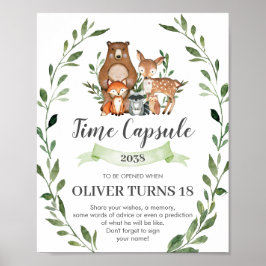 Poster Sinal de Cápsula do Tempo para Animais da Floresta