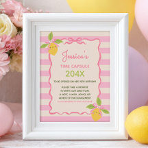 Sinal de Cápsula do Tempo Rosa para o 1º Aniversár