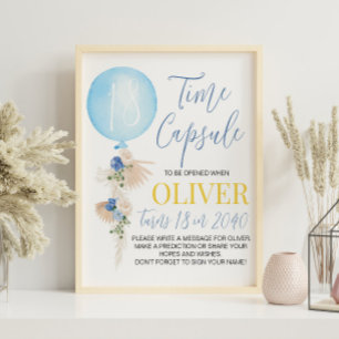 Poster Sinal de Cápsula Horária de Aniversário do Balão