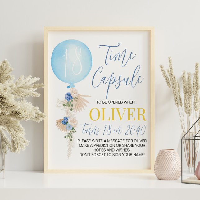 Poster Sinal de Cápsula Horária de Aniversário do Balão (Criador carregado)