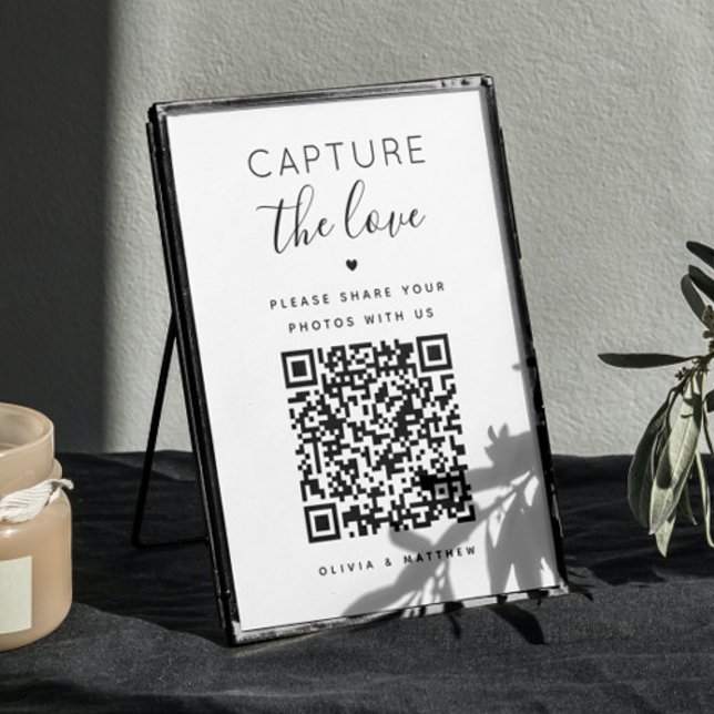 Poster Sinal de captura do amor. Código QR preto e branco (Criador carregado)
