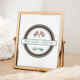 Poster Sinal de Carro Race Azul da Estação de Refúgio