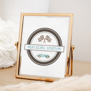 Poster Sinal de Carro Race Azul da Estação de Refúgio