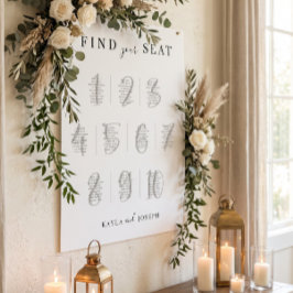 Poster Sinal de Carta de Assentos da Mesa de Casamento Si