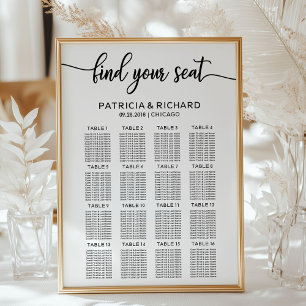 Poster Sinal de Carta de Assentos de Casamento Caligrafia