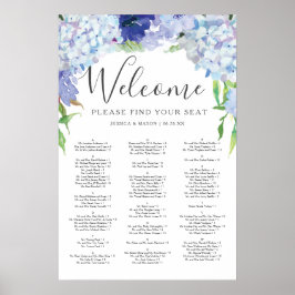 Poster Sinal de Carta de Assentos de Casamento com Hortên