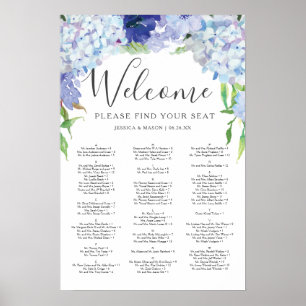Poster Sinal de Carta de Assentos de Casamento com Hortên