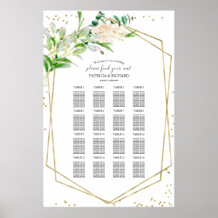 Poster Sinal de Carta de Assentos de Casamento Elegante F